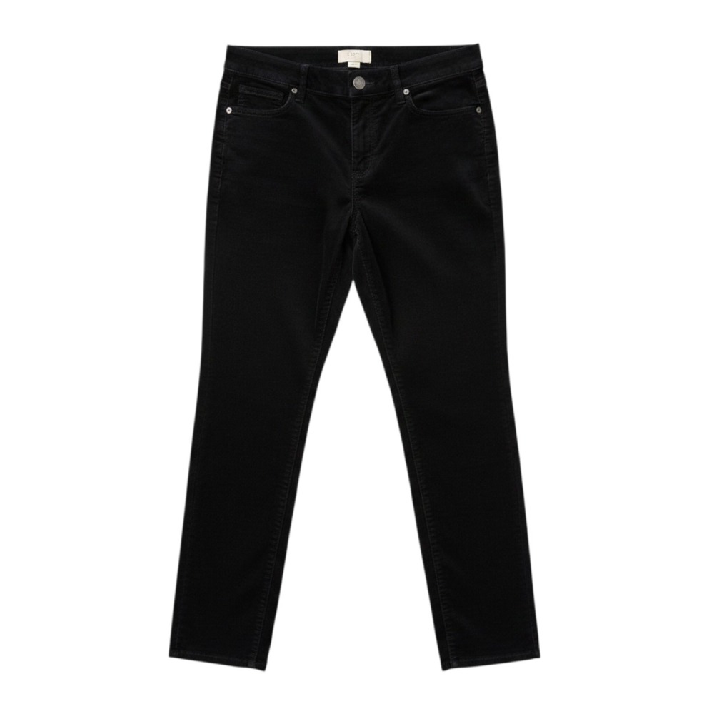 Ann Taylor LOFT Pants Women 10P Black Velour Skinny Ankle Stretch Holiday Office